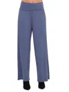 Renee C Women's Fold Over Waist Knit Pants In Blue