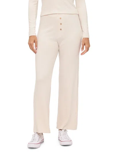 Renee C Women's Foldover Waist Knit Pants In Neutral