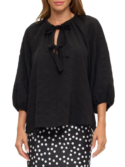 Renee C Women's Front Bow Detail Top In Black