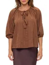 Renee C Women's Front Bow Detail Top In Brown