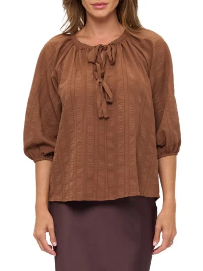 Renee C Women's Front Bow Detail Top In Brown