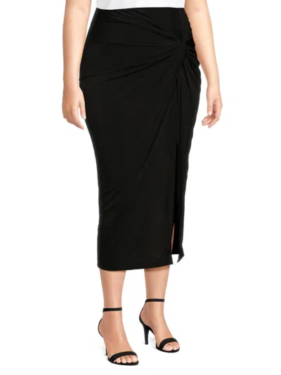 Renee C Women's Front Twist Midi Skirt In Black