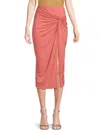 Renee C Women's Front Twist Midi Skirt In Coral