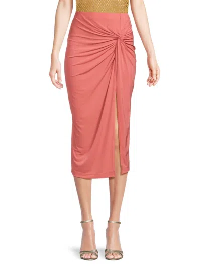 Renee C Women's Front Twist Midi Skirt In Coral