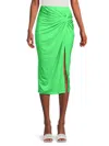 Renee C Women's Front Twist Midi Skirt In Neon Green