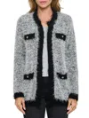 Renee C Women's Fuzzy Longline Cardigan In Black Silver