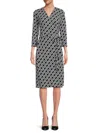 Renee C Women's Pineapple Print Sheath Wrap Dress In Black White Geo