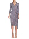 Renee C Women's Pineapple Print Sheath Wrap Dress In Blue