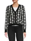 Renee C Women's Geometric Print Cardigan In Black
