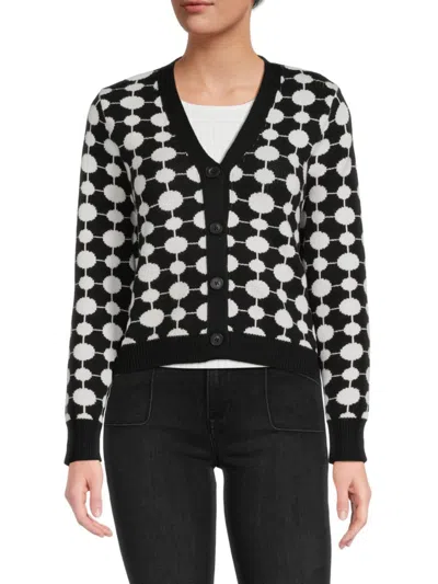 Renee C Women's Geometric Print Cardigan In Black