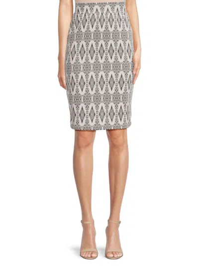 Renee C Women's Geometric Print Skirt In Ivoryblack