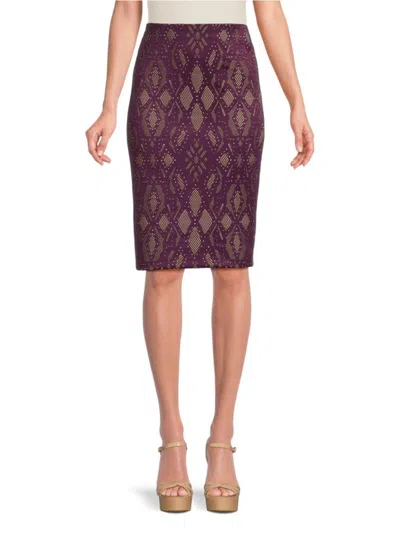 Renee C Women's Geometric Print Skirt In Plum