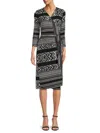Renee C Women's Pineapple Print Sheath Wrap Dress In Black White Multi