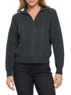 Renee C Women's Half-zip Ribbed Sweater In Charcoal