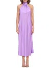 Renee C Women's Halter Satin Midi Dress In Neon Lavender