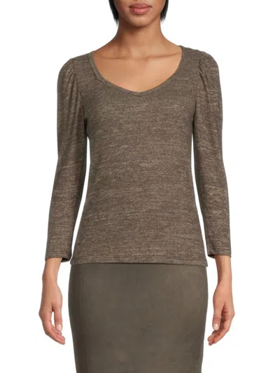 Renee C Women's Heathered Knit Top In Mocha