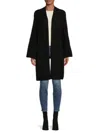 Renee C Women's High Low Open Front Cardigan In Black