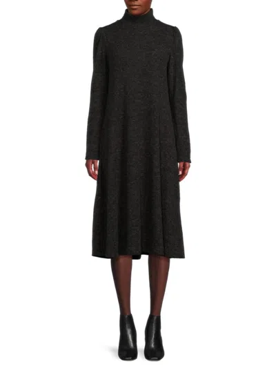 Renee C Women's Highneck A-line Midi Sweater Dress In Charcoal