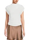Renee C Women's Highneck Ruched Top In Off White