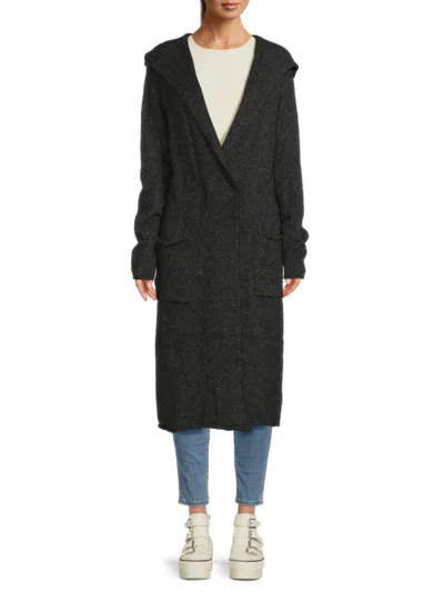 Renee C Women's Hooded Long Wool Blend Cardigan In Charcoal