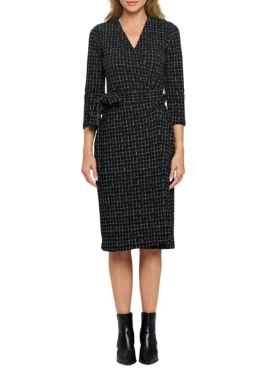 Renee C Women's Jersey Dotted Wrap Midi Dress In Black