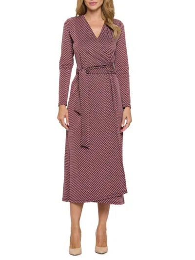 Renee C Women's Jersey Dotted Wrap Midi Dress In Black Red