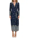 Renee C Women's Jersey Dotted Wrap Midi Dress In Navy Multicolor