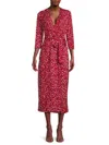 Renee C Women's Jersey Dotted Wrap Midi Dress In Red