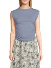 Renee C Women's Jersey Ruched Crop Top In Blue