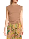 Renee C Women's Jersey Ruched Crop Top In Taupe