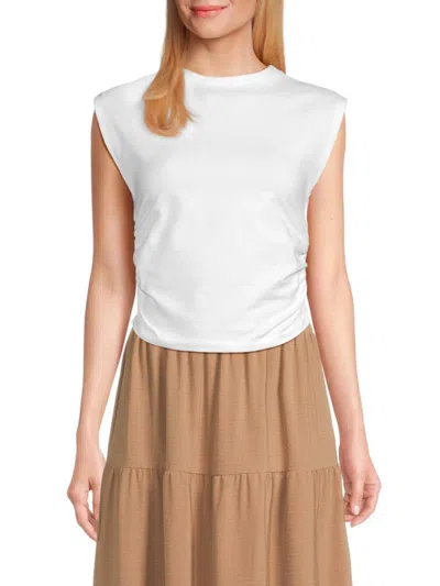 Renee C Women's Jersey Ruched Crop Top In White