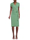 Renee C Women's Jersey Wrap Knee Length Dress In Green
