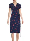 Renee C Women's Jersey Wrap Knee Length Dress In Navy