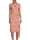 Renee C Women's Jersey Wrap Knee Length Dress In Pink