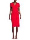 Renee C Women's Jersey Wrap Knee Length Dress In Red