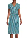 Renee C Women's Jersey Wrap Knee Length Dress In Teal