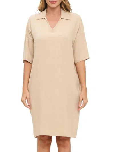 Renee C Women's Johnny Collar Dress In Khaki