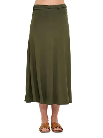 Renee C Women's Knit Midi Skirt In Olive