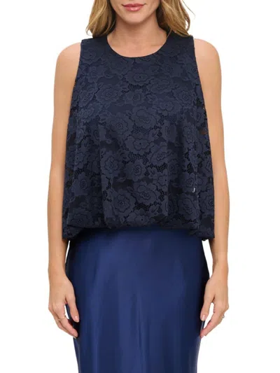 Renee C Women's Lace Bubble Top In Navy