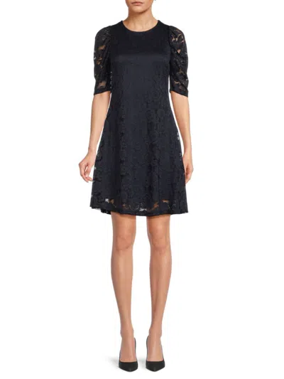 Renee C Women's Lace Floral Mini Fit & Flare Dress In Navy