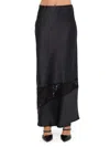 Renee C Women's Lace-trim Satin Maxi Skirt In Black