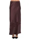 Renee C Women's Lace-trim Satin Maxi Skirt In Burgundy
