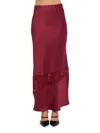 Renee C Women's Lace-trim Satin Maxi Skirt In Burgundy