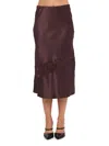 Renee C Women's Lace-trim Satin Midi-skirt In Burgundy