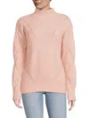 Renee C Women's Ladderwork Trim Dropped Shoulder Sweater In Blush