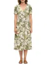 Renee C Women's Leaf-print Empire Midi-dress In Green