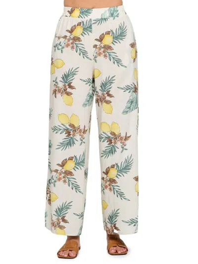 Renee C Women's Lemon Print Pants In Taupe