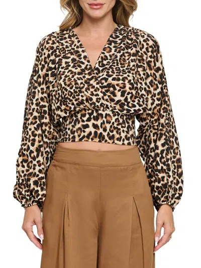 Renee C Women's Leopard Print Crop Top In Chocolate
