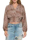 Renee C Women's Leopard Print Crop Top In Mocha