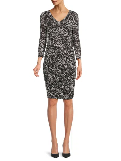 Renee C Women's Leopard Print Knee Dress In Black